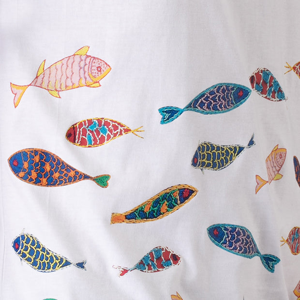 Kantha Fish White Unisex T-Shirt