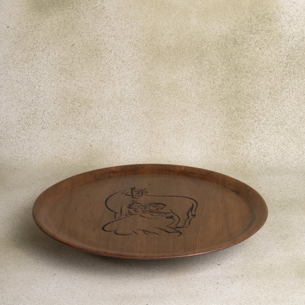 Krishna Yashoda Inspired Wooden Tray 
