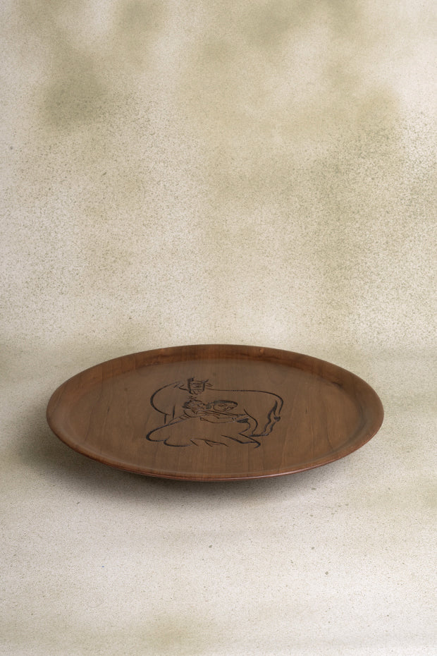 Krishna Yashoda Inspired Wooden Tray 