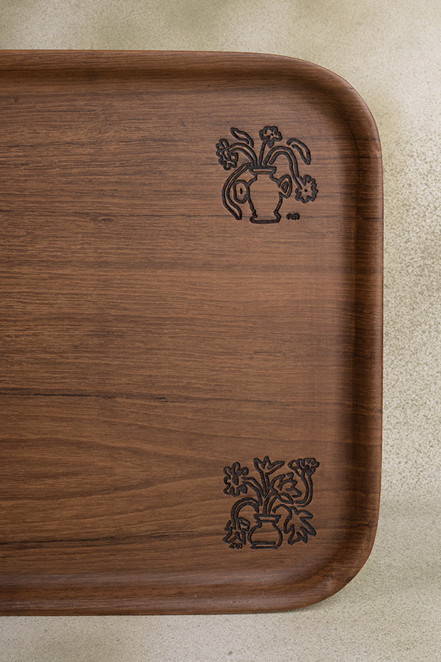 Jogen Flowers Wooden Tray