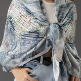 Vibrant Flowers Viscose Silk Stole (Large)