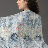 Vibrant Flowers Viscose Silk Stole (Large)