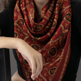 Red Pichwai Square Silk Stole