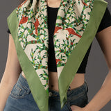 Jangarh Birds Square Silk Stole
