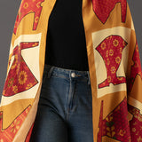 Red Gujarati Print Silk Stole