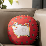 Jamini Cow Maroon Round Cushion