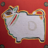 Jamini Cow Maroon Round Cushion