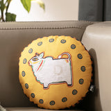 Jamini Cow Apricot Round Cushion