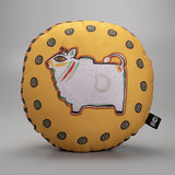 Jamini Cow Apricot Round Cushion