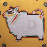 Jamini Cow Apricot Round Cushion