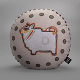 Jamini Cow Pink Round Cushion