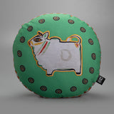 Jamini Cow Green Round Cushion