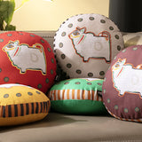 Jamini Cow Green Round Cushion