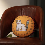 Jamini Cat Mustard Round Cushion
