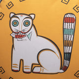 Jamini Cat Mustard Round Cushion