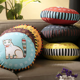 Jamini Cat Mustard Round Cushion