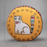 Jamini Cat Mustard Round Cushion