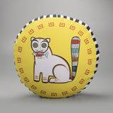 Jamini Cat Yellow Round Cushion