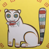 Jamini Cat Yellow Round Cushion