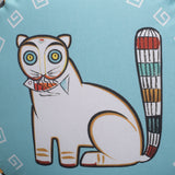 Jamini Cat Cyan Round Cushion
