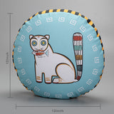 Jamini Cat Cyan Round Cushion